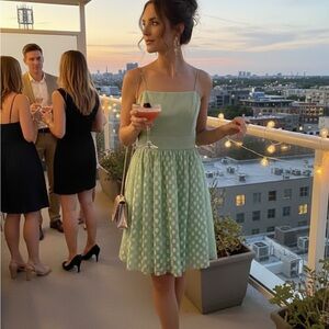 Eliza J Mint Green Polka Dot Mini Dress